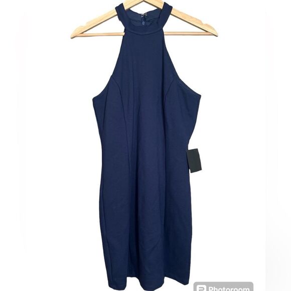 Lulu’s halter style body con navy blue mini dress size medium special event - Picture 1 of 7